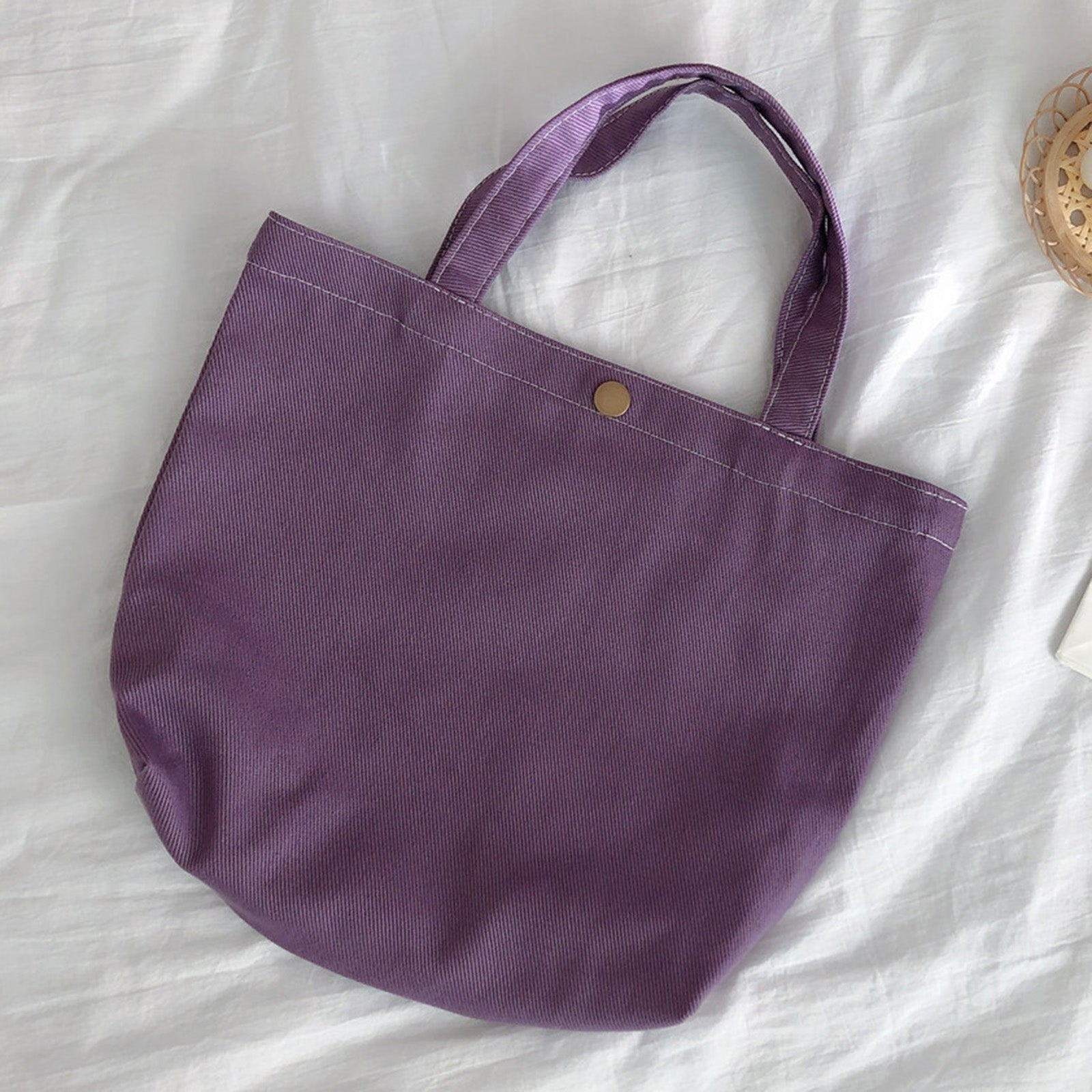561 Solid Color Canvas Tote Bag Snap Button Small Handbag for Travel Shopping 561 Solid Color Canvas Tote Bag Snap Button Small Handbag for Travel Shopping